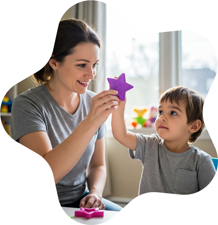 A smiling child supported by Climbing Star ABA therapy